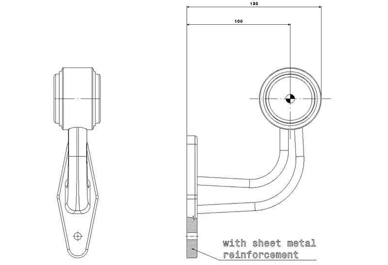 LED Sidomarkeringsljus med vinklad arm Höger 12-36V 0.75mm². kontakt - 4