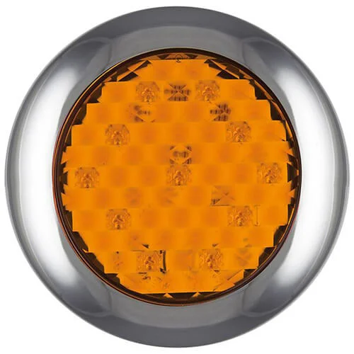 LED-blinklys med kromdetalj 12-24V 0,15m kabel