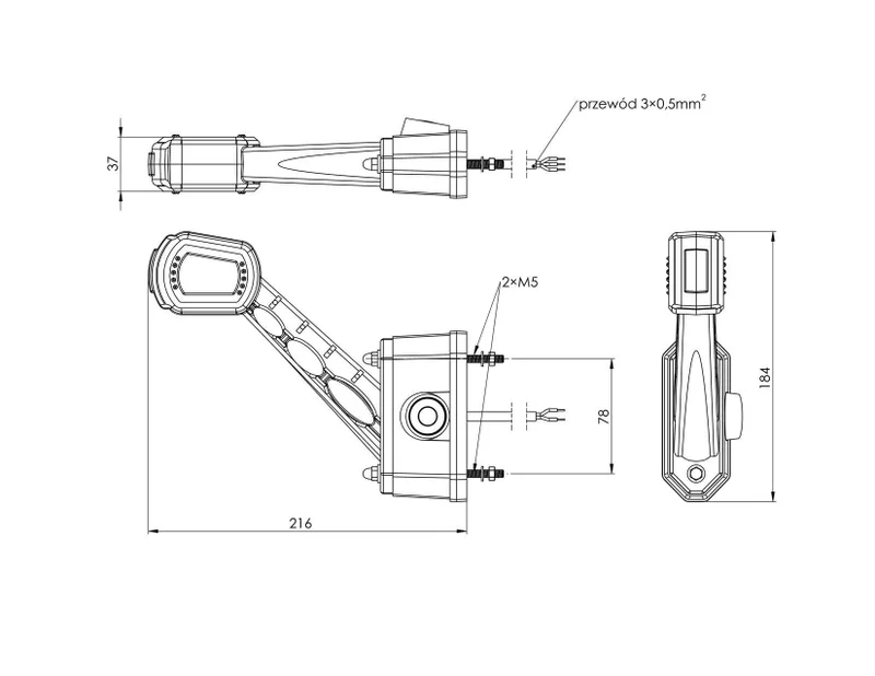 LED Sidemarkeringslys Venstre med alarm rød/hvit/amber 12/24V - 2