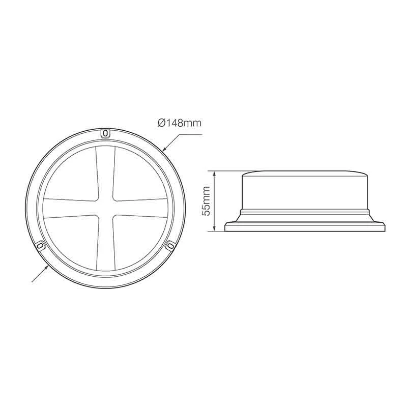 LED-advarsellys Orange lav base | 3-bolt samling | 12-24V | R65 - 3