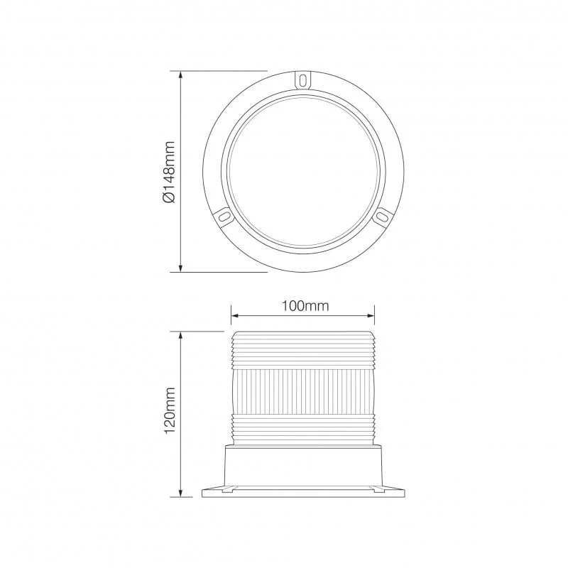 LED Flash beacon | 10-30V | with PC 3-bolt| R65 - 2