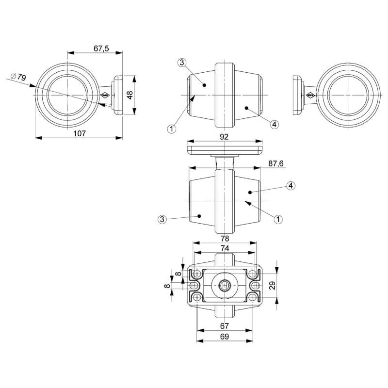 LED pendant lamp short stem frosted lens 12-24v - 5