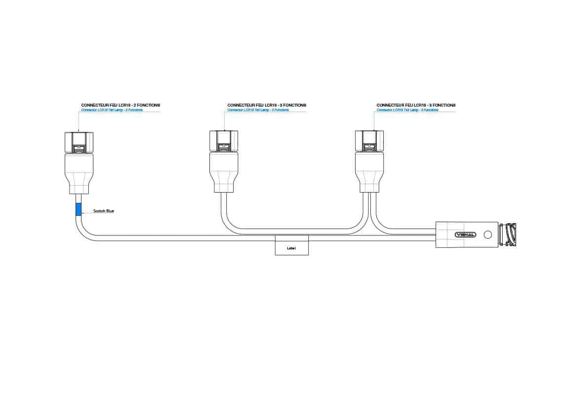 Haaroituskaapeli 7-PIN AMP 3x 4PIN MCP LCR19 valoille