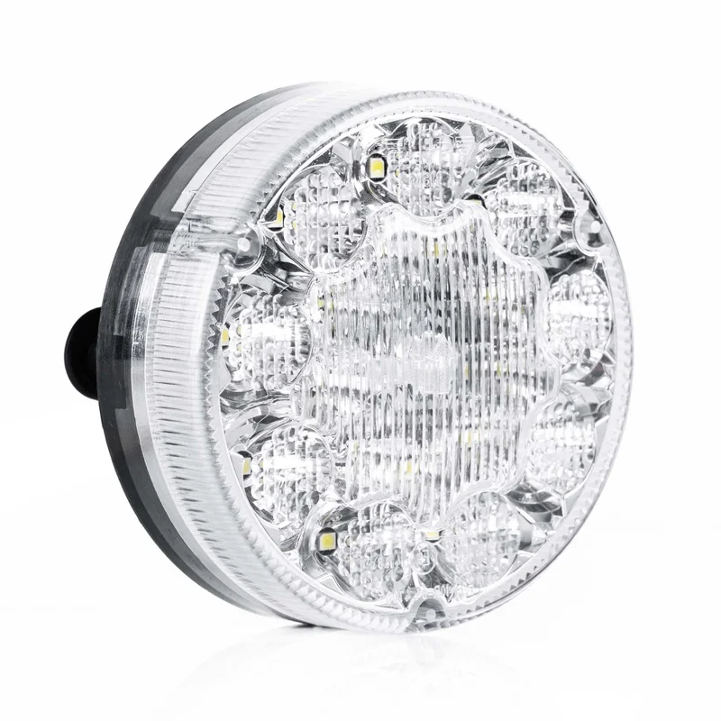 LED reversing light round, transp. lens 12-24v 50cm cable