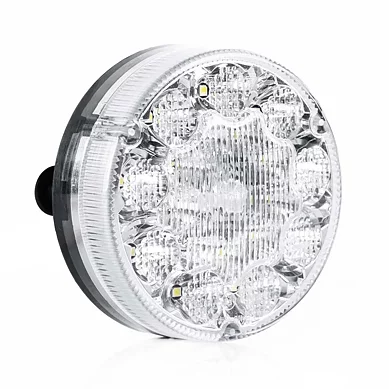 LED baklys rundt, transparent linse 12-24V 50cm kabel.