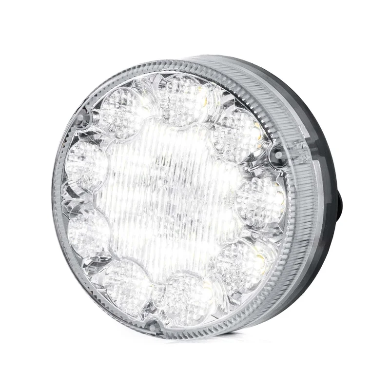 LED reversing light round, transp. lens 12-24v 50cm cable - 2