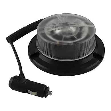 LED low base warning light R65 amber/transp. magn mount 12-24V