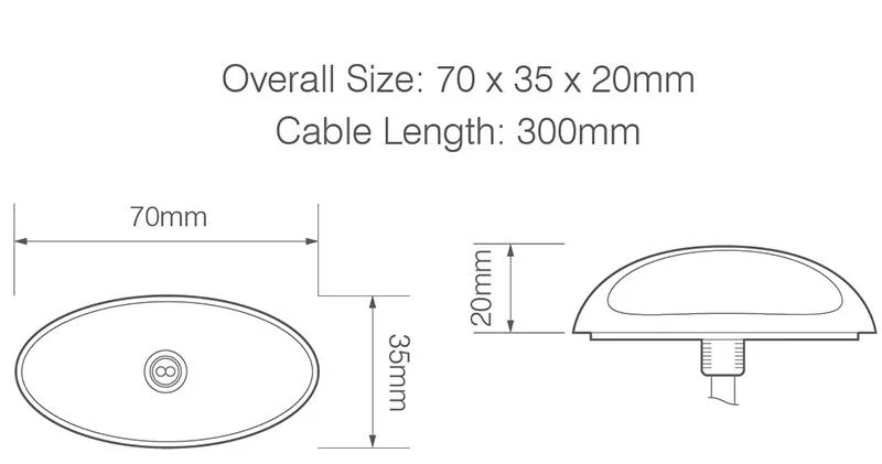 LED Sidemarkeringslys 12-24V 30cm. kabel - 5