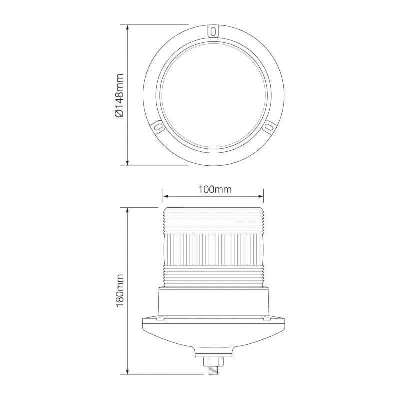 LED Flash beacon | 10-30V | with PC single bolt mounting base | R10 - 2