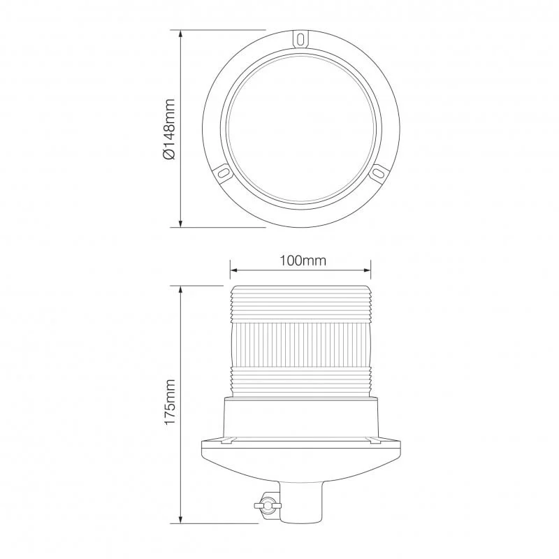 LED-blixtljus | 10-30V | med PC DIN-monteringsbas | R10 - 2