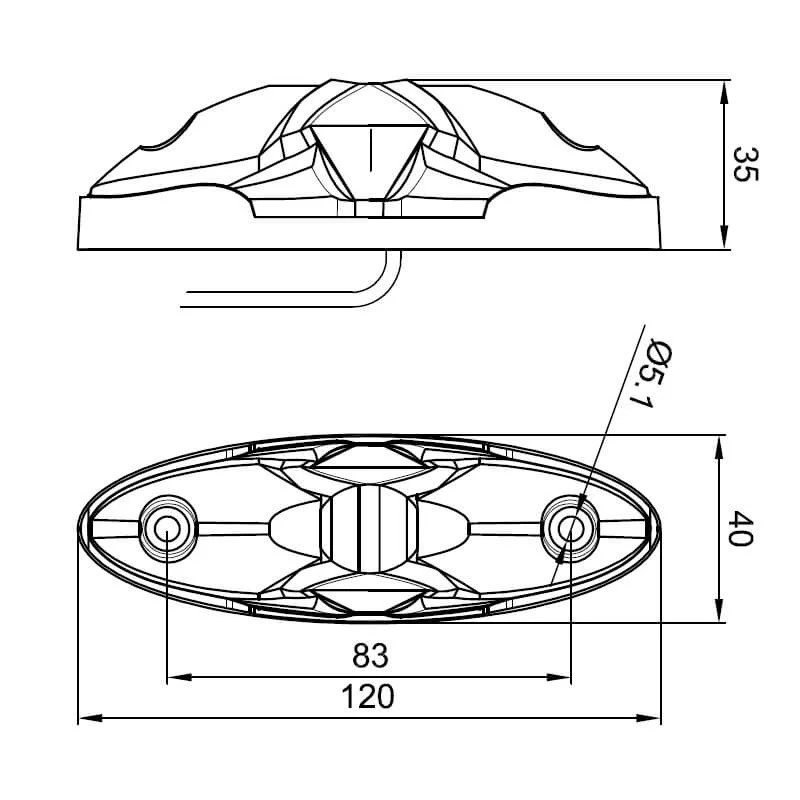 LED side marker light compact 12-36v 1.5mm². connector - 3