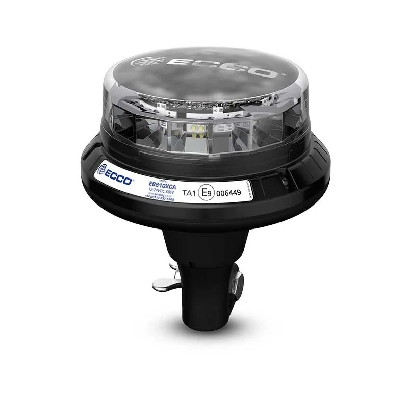 LED Beacon Light 12-24V R65 Amber/transp./CISPR/IP69K/Put-on