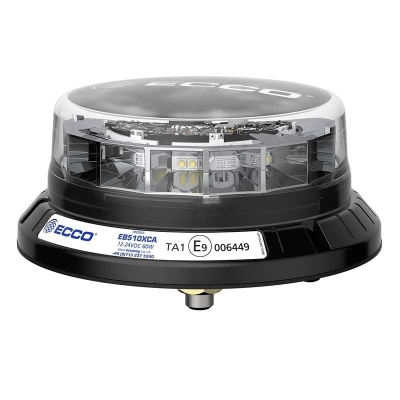 LED-advarsellys 12-24V R65 Orange / Transp. / CISPR / IP69K / 1-bolte