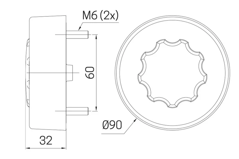 LED rear light round, transparent lens 12-24v 50cm cable - 8