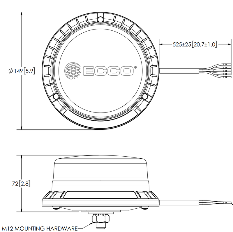 LED-varningsljus 12-24V R65 orange / CISPR25 / IP69K 1-bult - 2