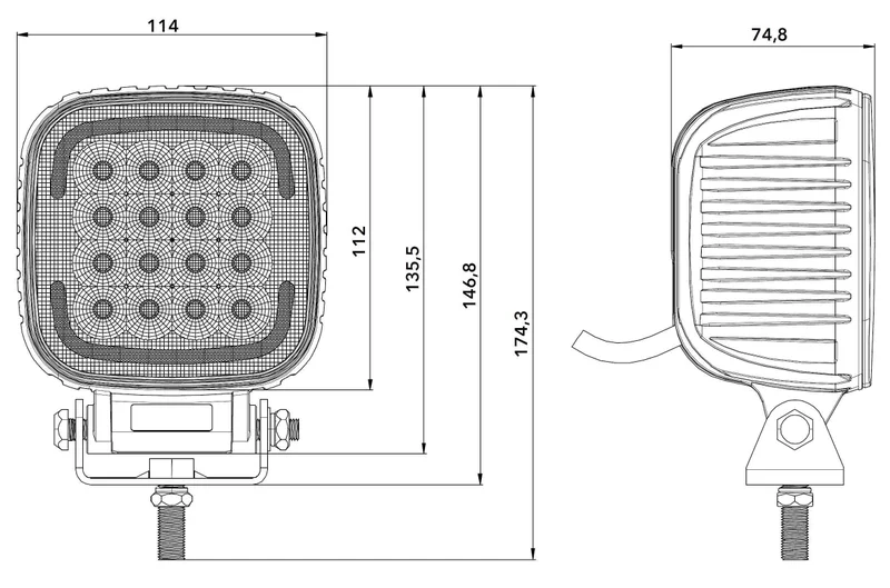 LED Quad work light incl position lights 9-36v - 9280lm - 80W - 2