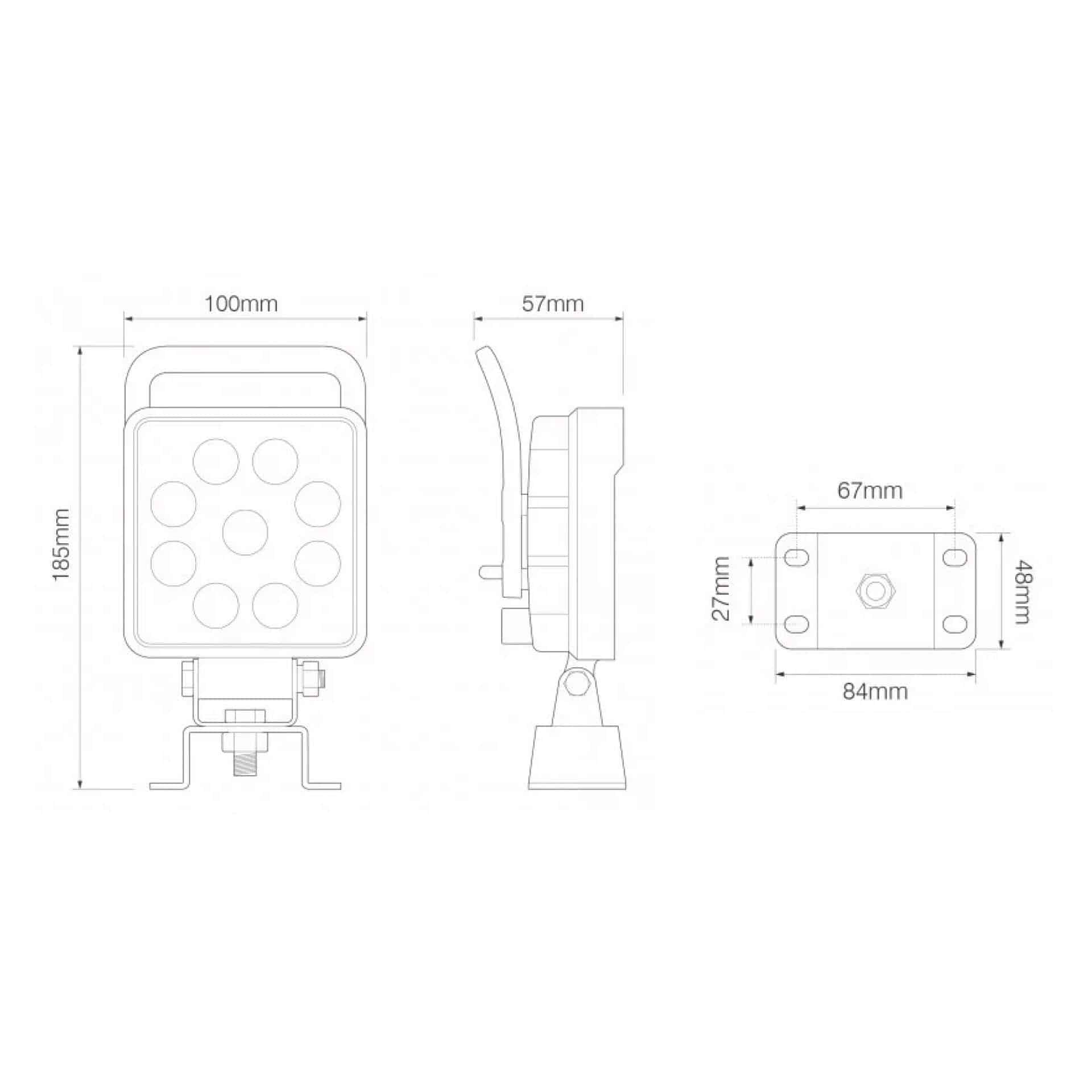 LED-työvalo 13.5 watt - 1710 lumen 10-110V 0.4m kaapeli IP69K - 4