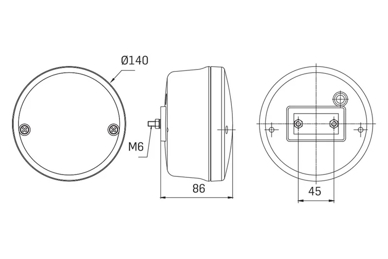 LED ADR-Baklys, rød-gul linse, D-hom, 12-24V 5-PIN - 7