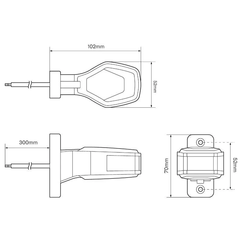 LED Sidemarkeringslys Venstre 12-24V 30cm kabel rød/hvit/amber - 5