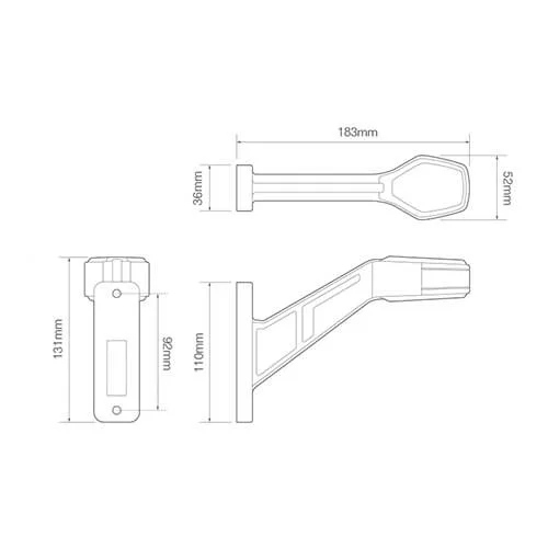LED side marker light Left 12-24v 30cm. cable red/white/amber - 6