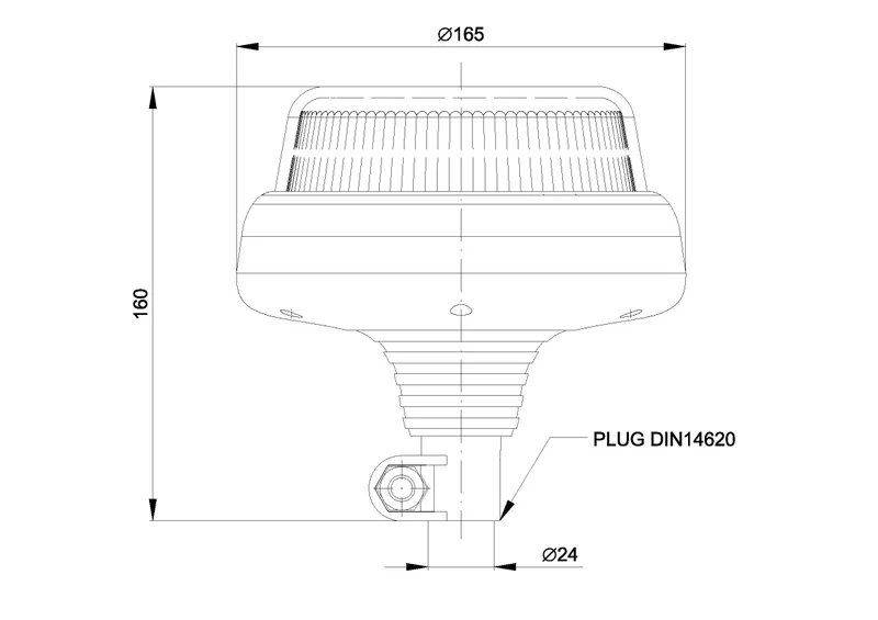 LED warning light R65, double flash, DIN plug-in, 12-24V - 2
