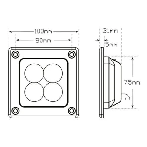 LED Baklys arbejdslampe | 12 watt | 660 lumen | 12-24v | ECE-R23 - 6
