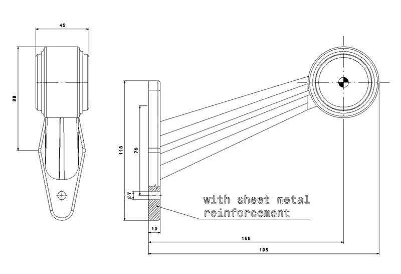 LED Sidomarkeringsljus Vänster vinklad arm 12-24V 20cm. kabel. - 4