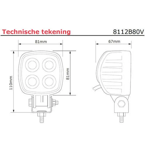 LED-työvalo | 12 wattia | 1000 lumenia | 12-24v | Floodbeam musta - 2