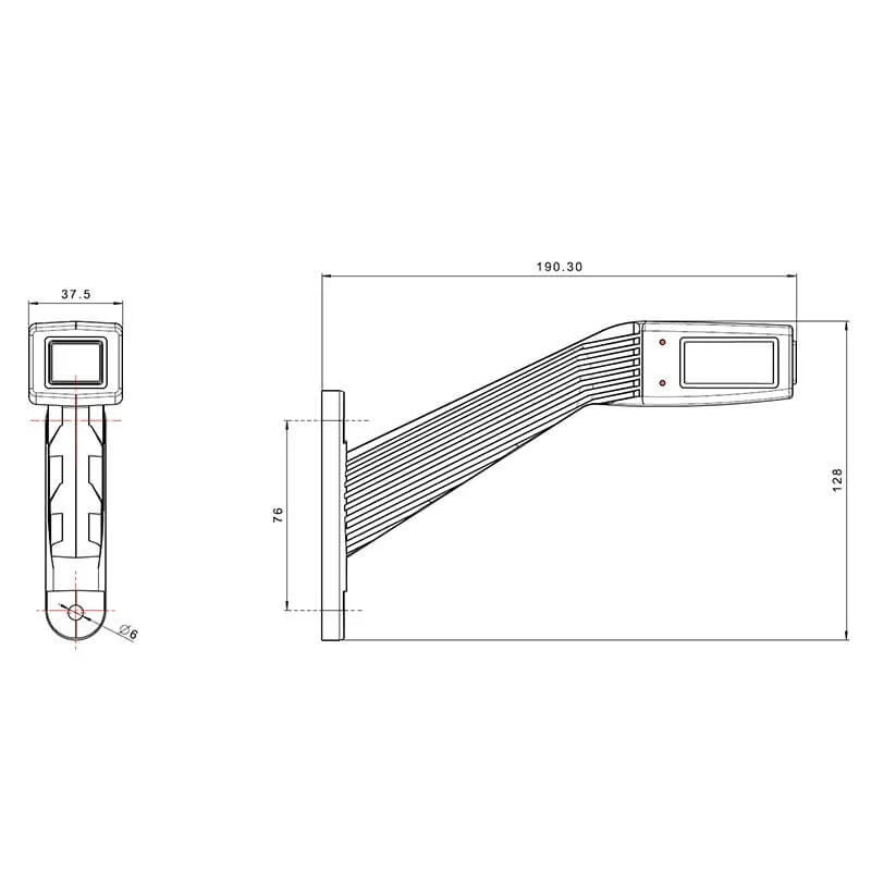 LED Sidomarkeringsljus Vänster vinklad arm 12-36V 30cm kabel. - 4