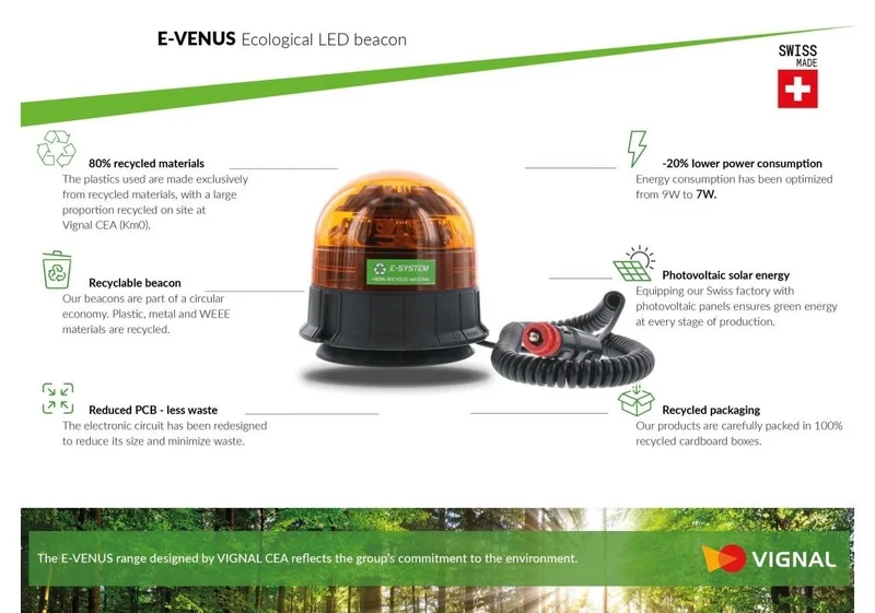 LED roterende advarsellys R65 orange 12-24V magnetisk montering, dobbelt flash - 3
