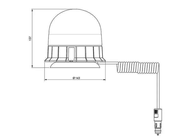 LED roterende advarsellys R65 orange 12-24V magnetisk montering, dobbelt flash - 2