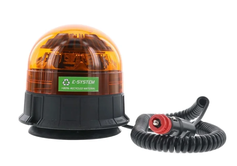 LED roterende advarsellys R65 orange 12-24V magnetisk montering, dobbelt flash