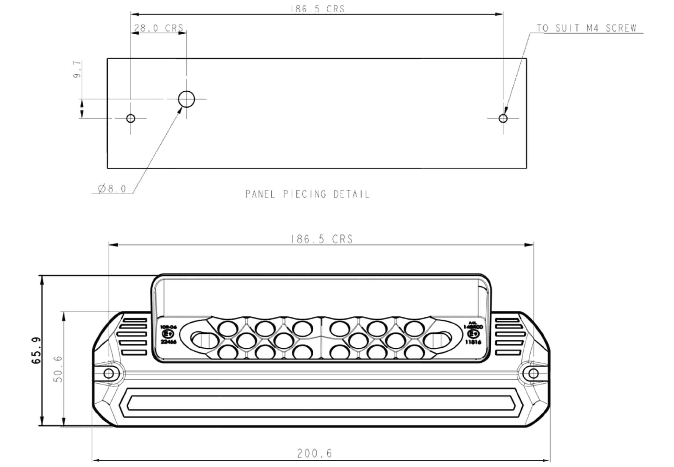LED ADR ECE-R23 lower work light 940lm 12-24v + SS-conn - 3