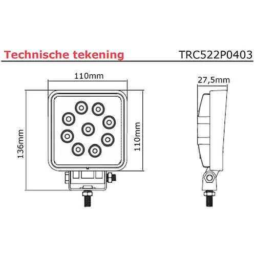 LED arbeidslys | flat | 1710 lumen | 12-24v - 5