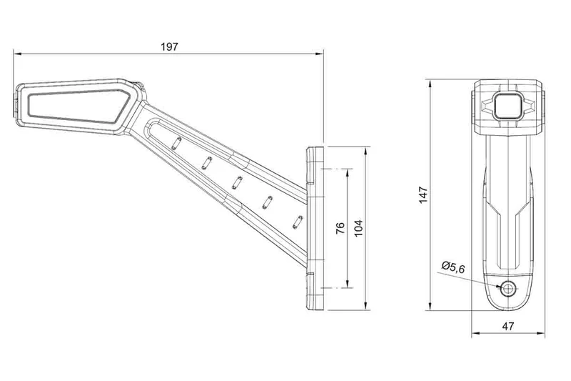 LED side marker light Right 12-36v 30cm. cable red/white/amber - 4
