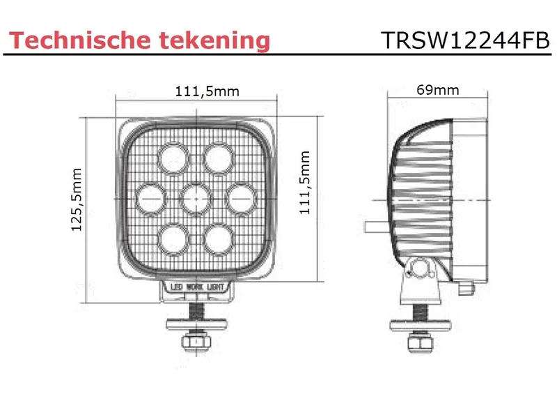 LED arbeidslys | 2800 lumen | 9-36v - 5