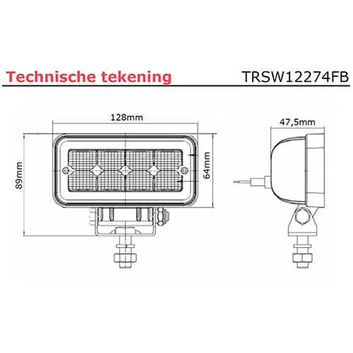 LED arbetslampa | 1136 lumen | 9-36v | 40cm kabel - 9