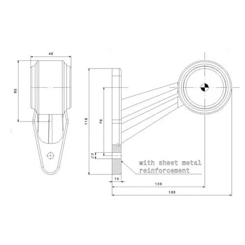 LED Sidemarkeringslys Høyre vinklet arm 12-36V 0.75mm². kontakt - 4