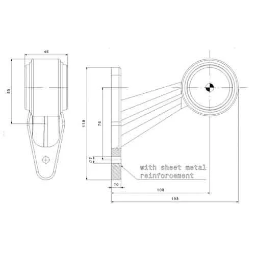 LED side marker light Right angled stem 12-36v 1.5mm². connector - 4