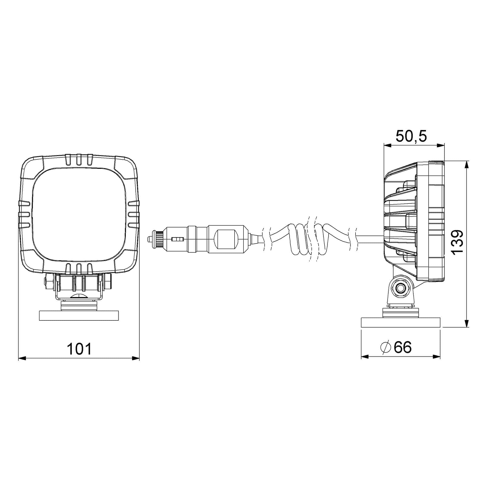 LED-työvalo magneettijalustalla 1000lm - 12W - 12-24v - 5