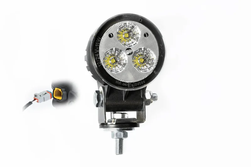 LED arbejdslampe rund 1200lm, 12W, 12-24v, indbygget DT-stik
