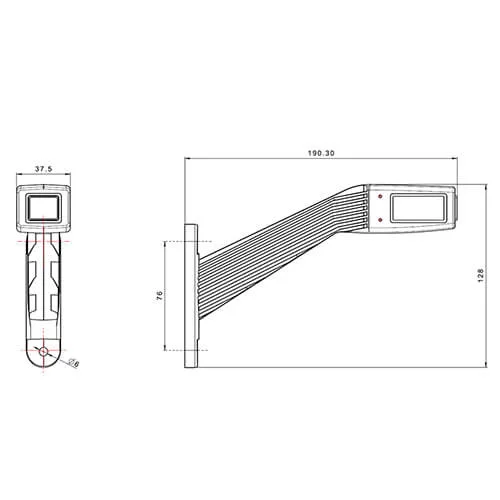 Översättningen blir: LED Sidomarkeringsljus Höger vinklad arm 12-36V 30cm. kabel. - 4