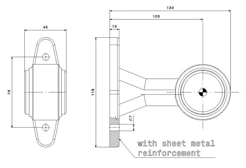 LED Sidemarkeringslys vinklet arm 12-24V 0.75mm². kontakt - 5