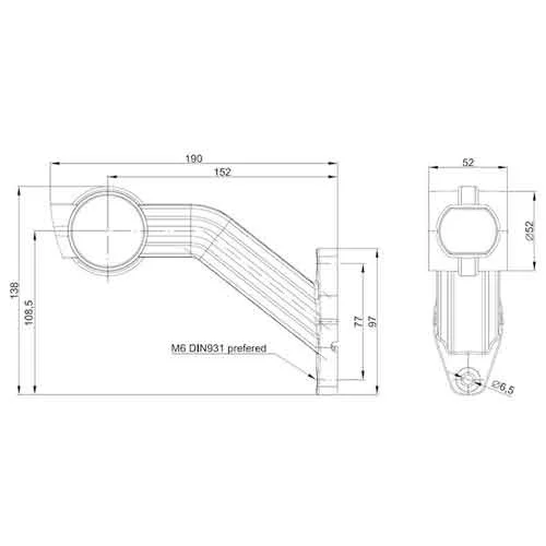LED Sidemarkeringslys med vinklet arm Venstre 12-36V 1.5mm² kontakt. - 5