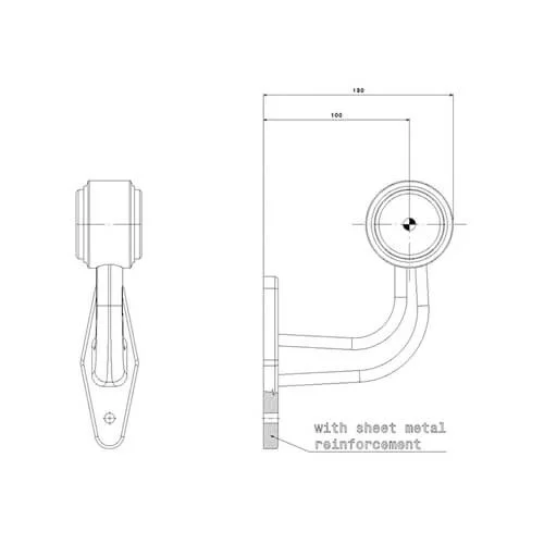 LED side marker light with angled stem Right 12-36v 20cm. cable - 3