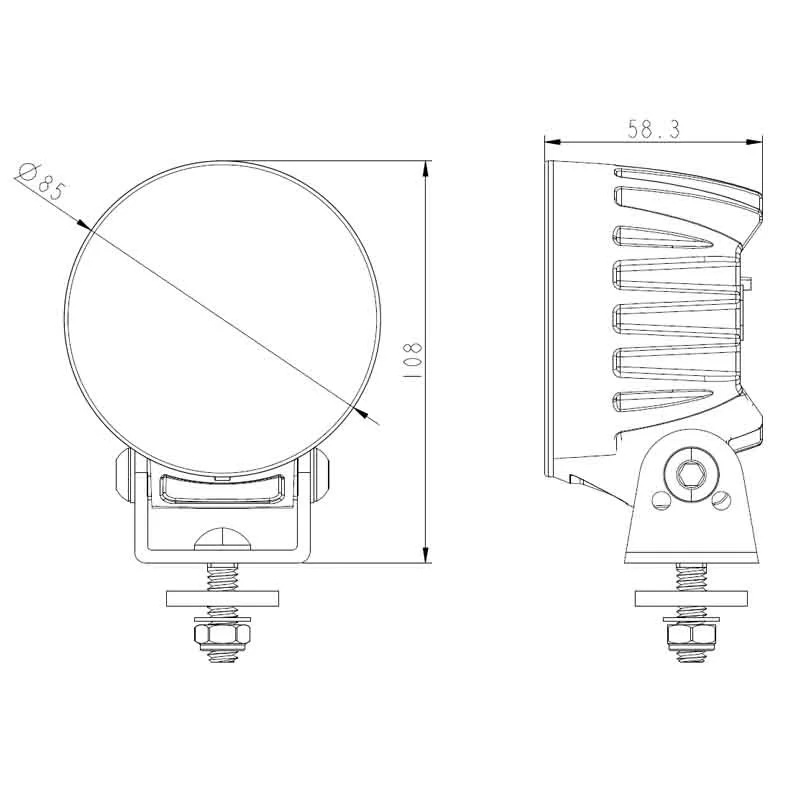 LED arbeidslys rund | 3800 lumen | 40Watt | innebygd kontakt | 9-36v - 10