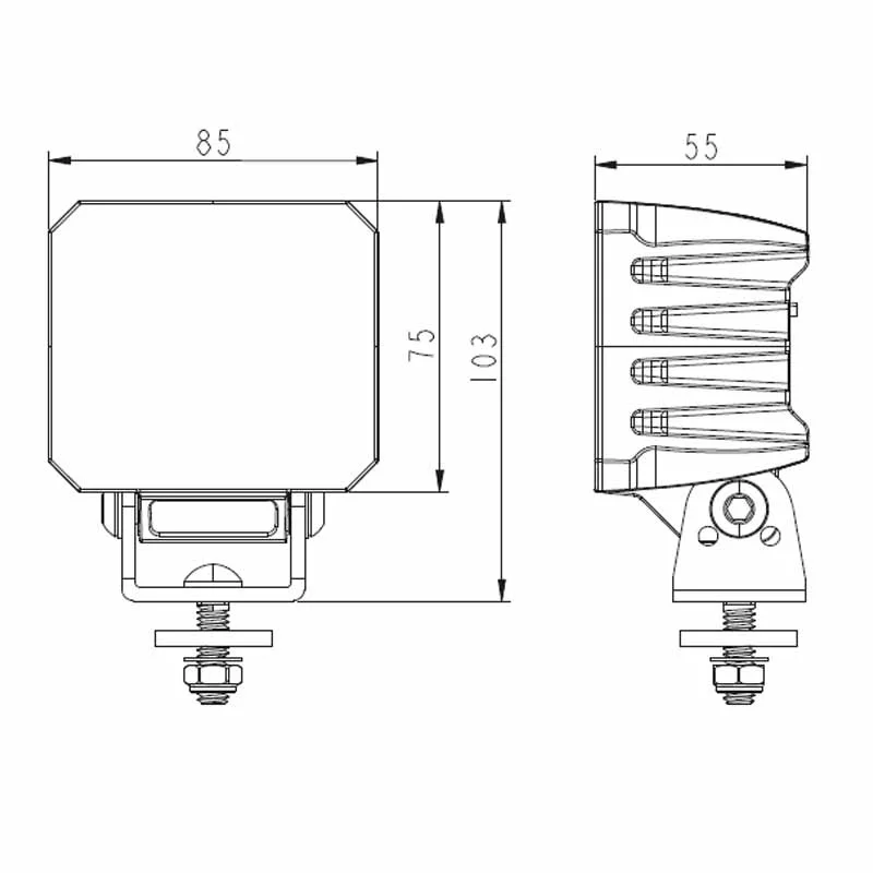 LED work light square | 3800 lumen | 40Watt | built-in connector | 9-36v - 9