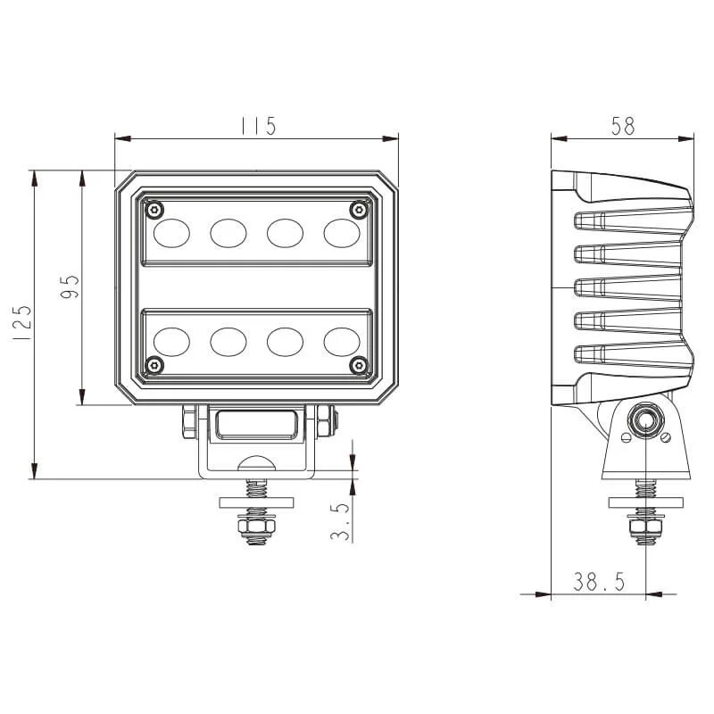 LED arbetslampa | 4100 lumen | 40 watt | IP69K | inbyggd Deutsch-kontakt - 6