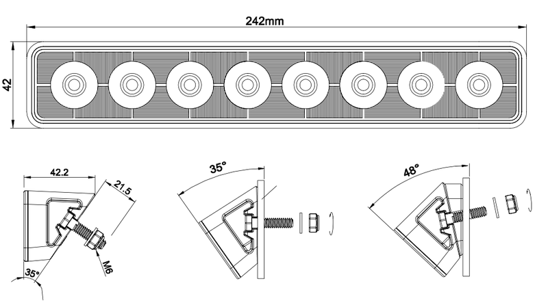 LED arbetslampa | 5600 lumen | 48 watt | IP69K | Deutsch-kontakt - 7