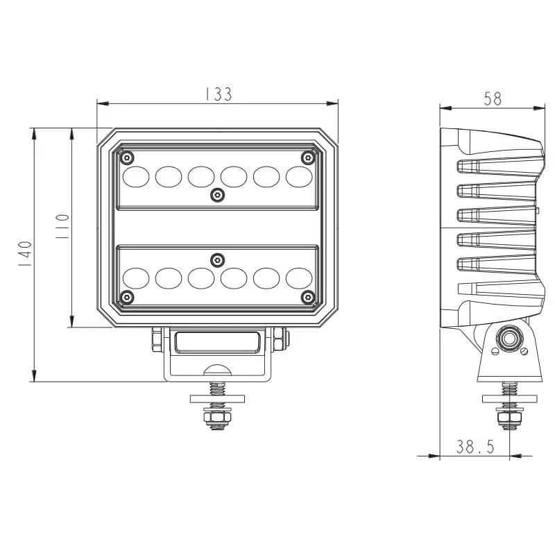 LED arbetslampa | 6200 lumen | 60 watt | IP69K | inbyggd Deutsch-kontakt - 7